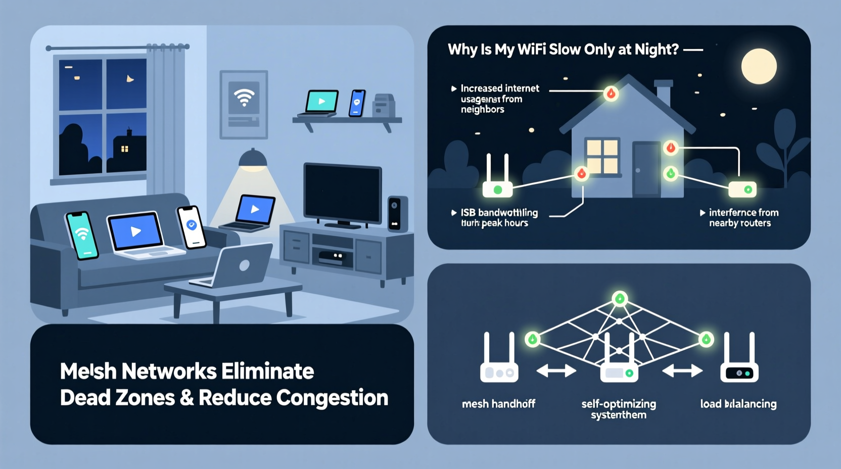 why is my wifi slow only at night and how mesh networks can help