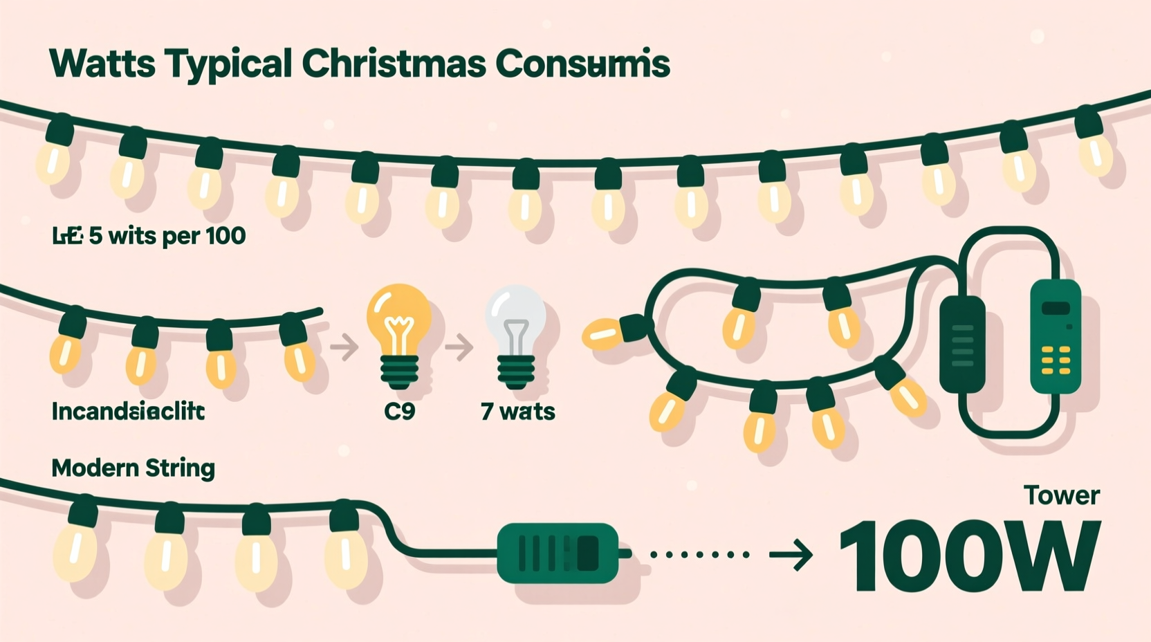 how many watts are christmas lights
