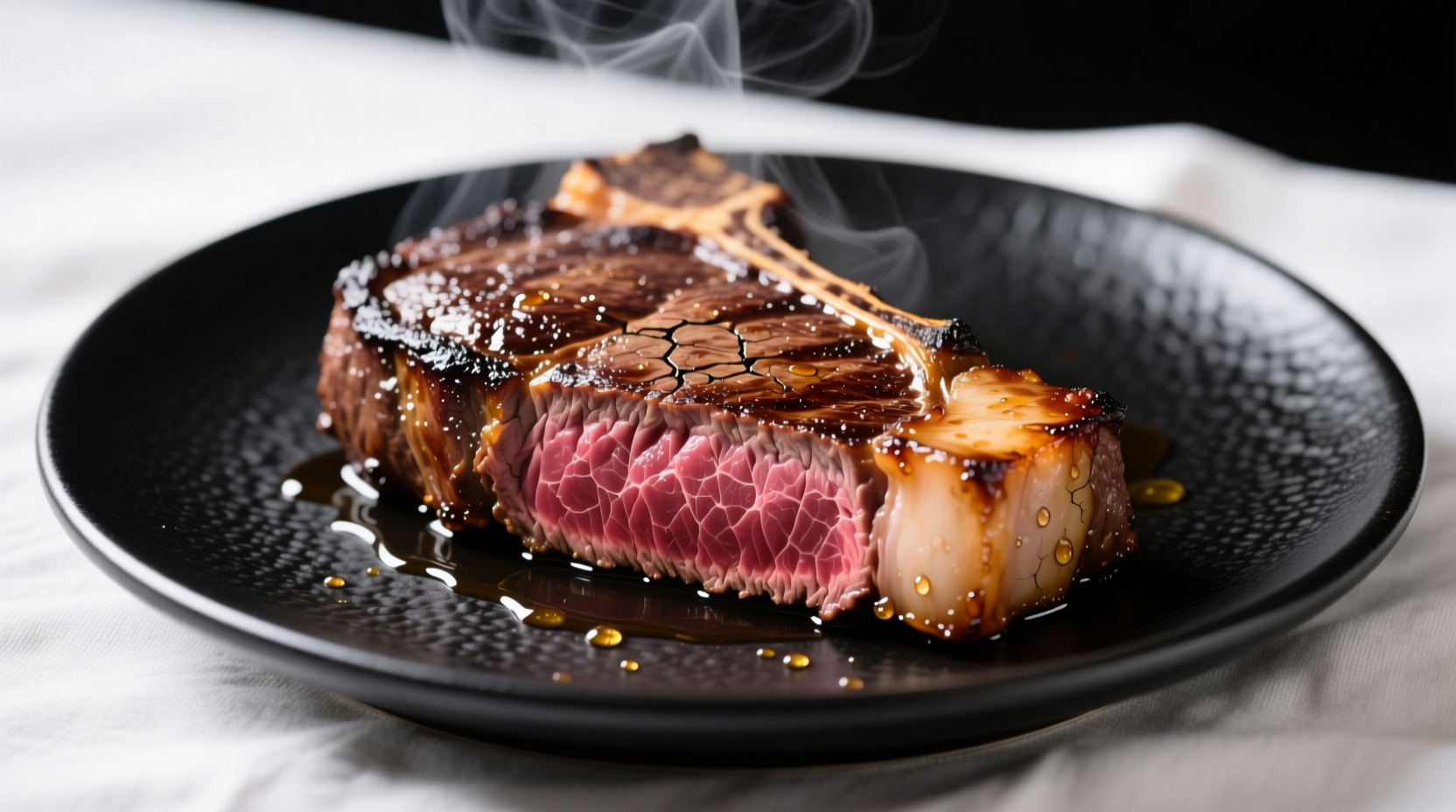 Perfectly cooked New York strip steak with crust