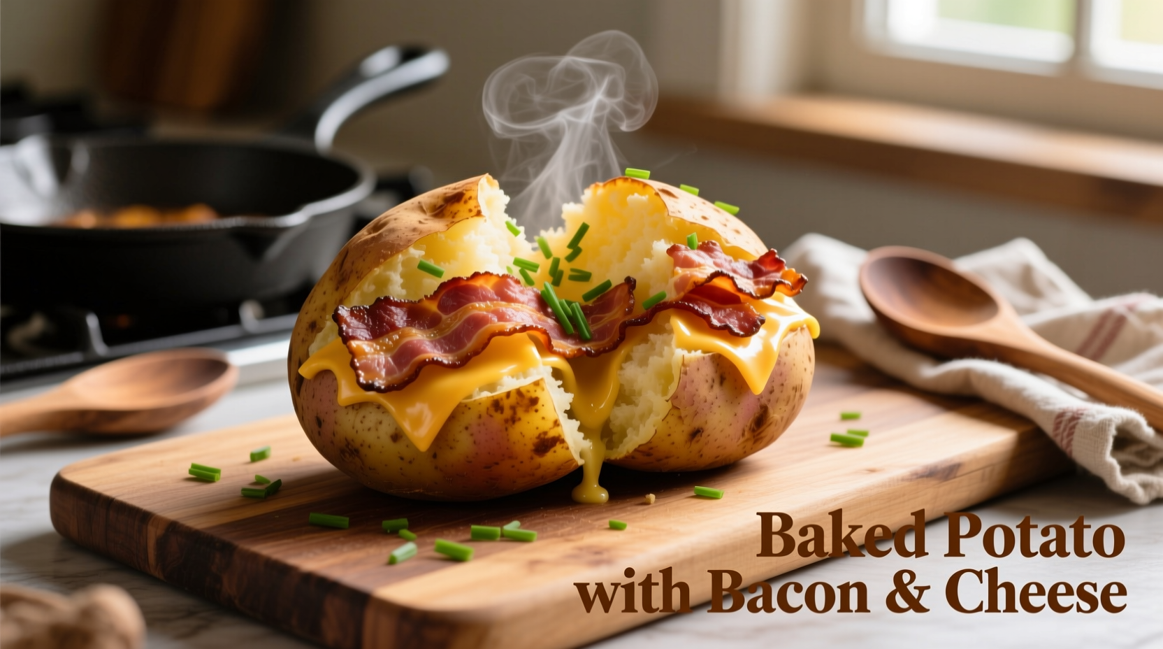 Perfect Baked Potato with Crispy Bacon & Melted Cheese