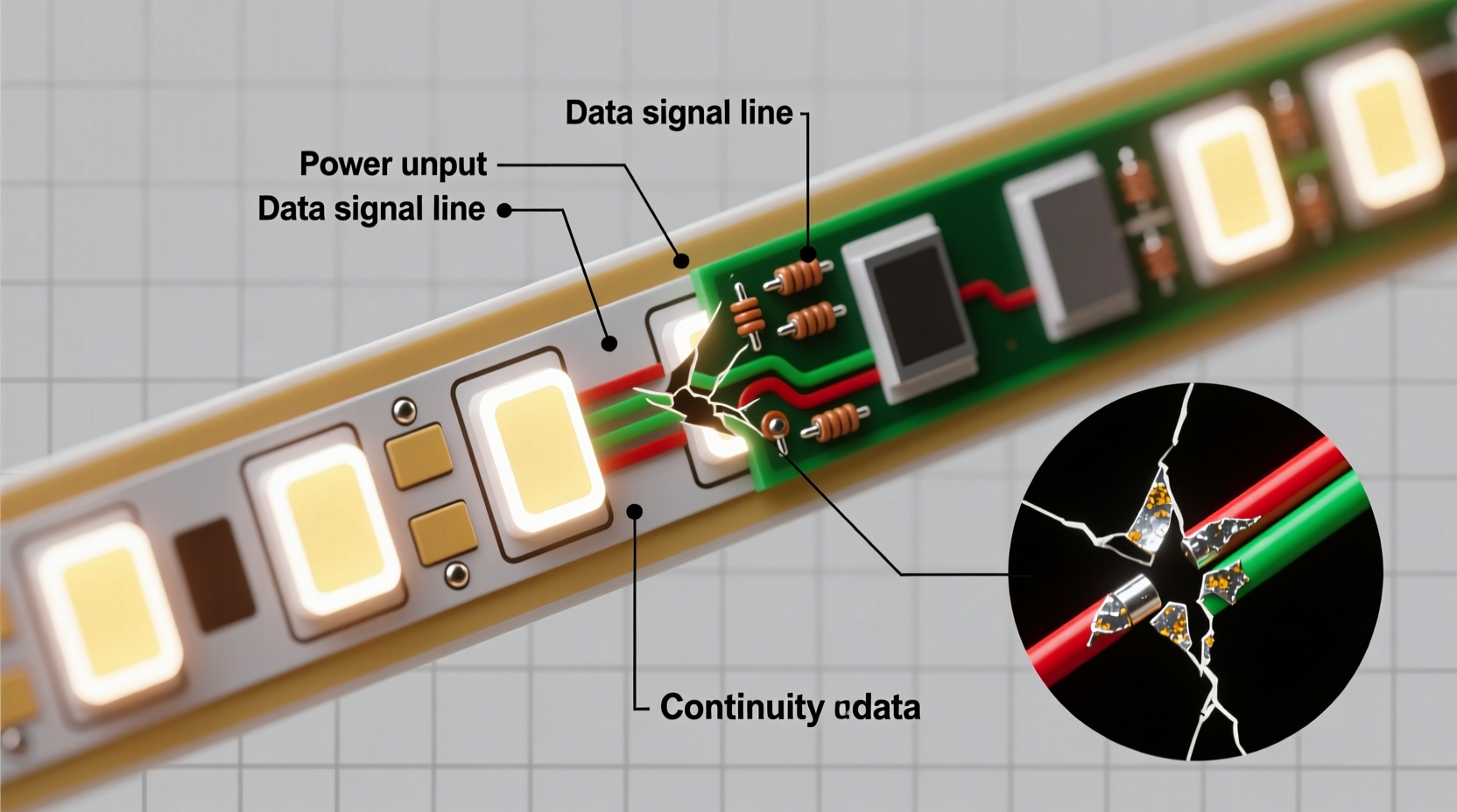 why does one section of my light strip stay dark diagnosing circuit breaks