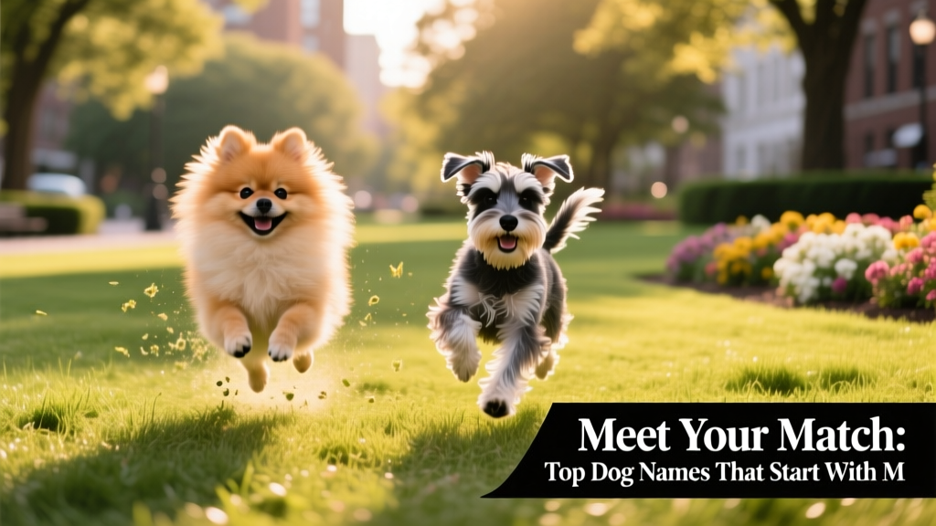 two small dogs running through a park