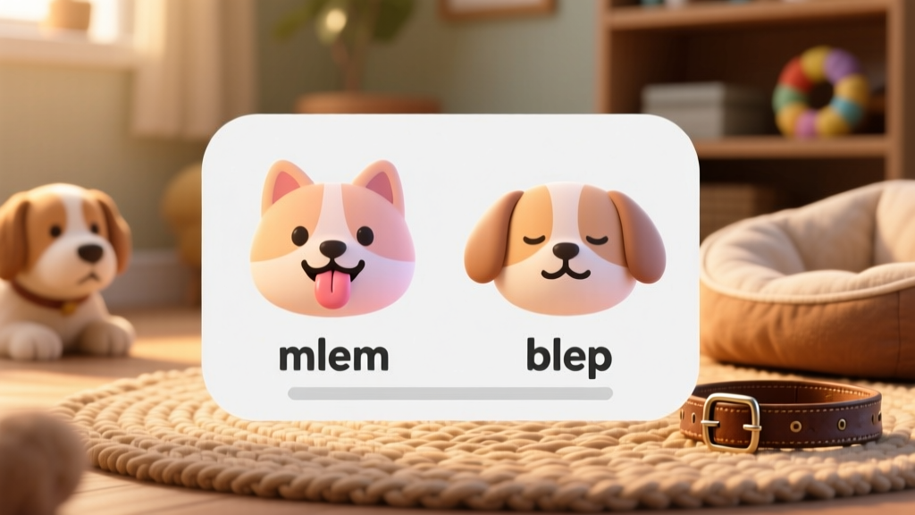 Friendly graphic showing stylized icons of a mlem (tongue tip) and a blep (relaxed tongue protrusion) labeled clearly