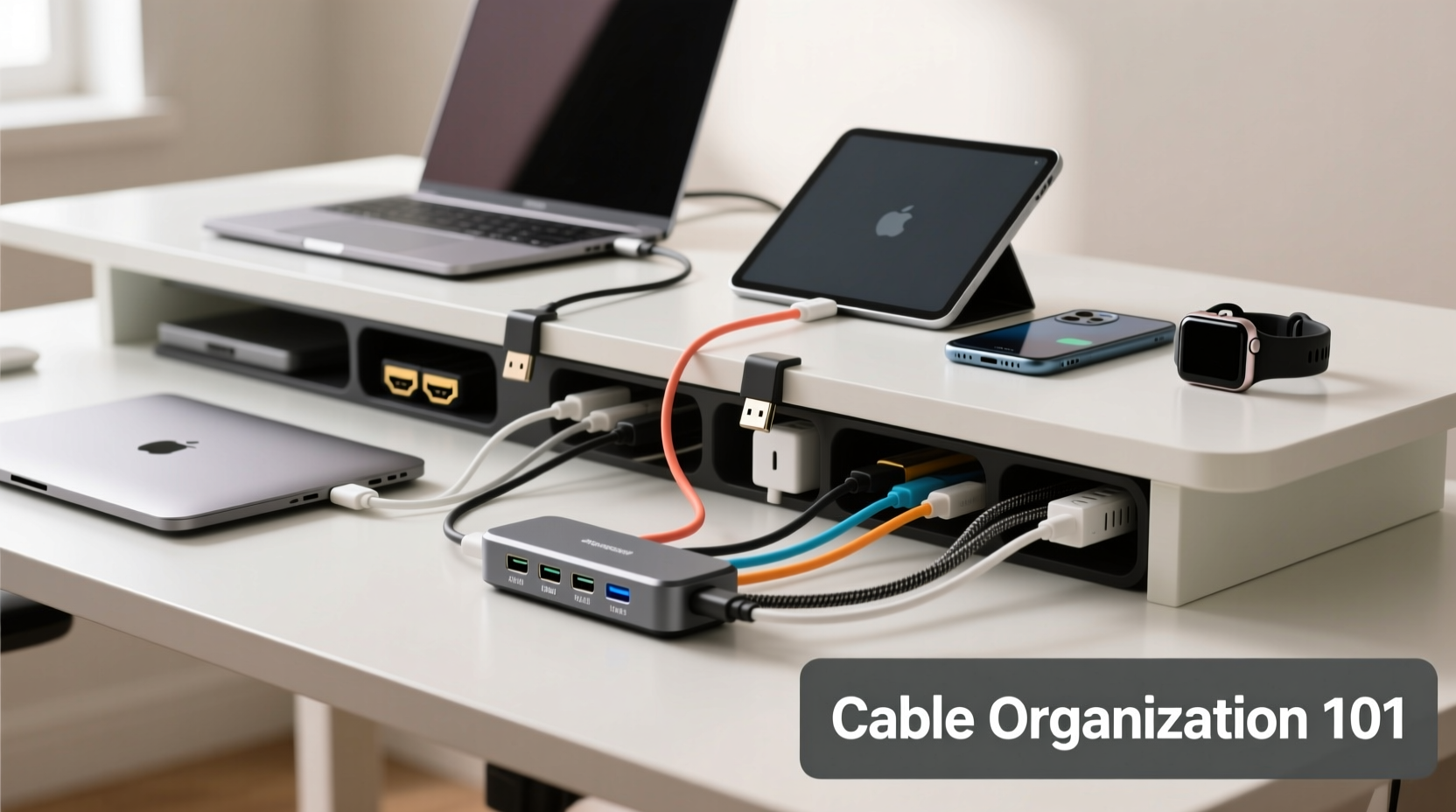 how to organize cables for multiple devices without a drawer full of adapters