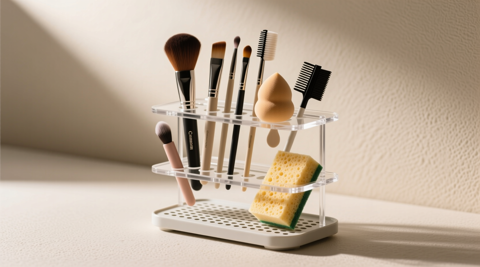 closet organization tips store sponges brushes without mold