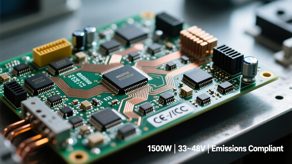 How 1500 W 33–48 V DC-DC Power Supplies Achieve CISPR 32 Class B Emissions Compliance Without Compromising Efficiency or Thermal Performance
