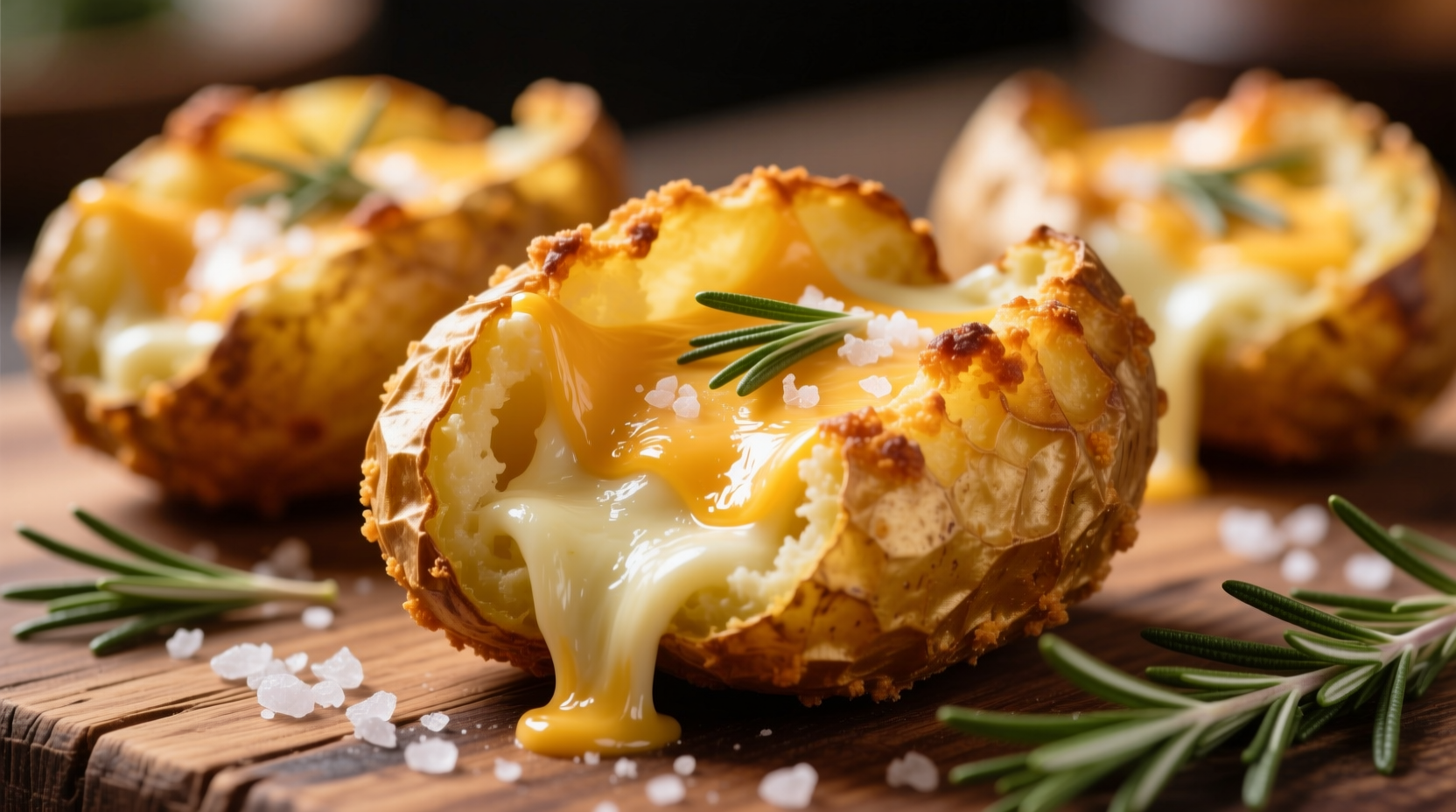 Crispy golden potato skins with melted cheese