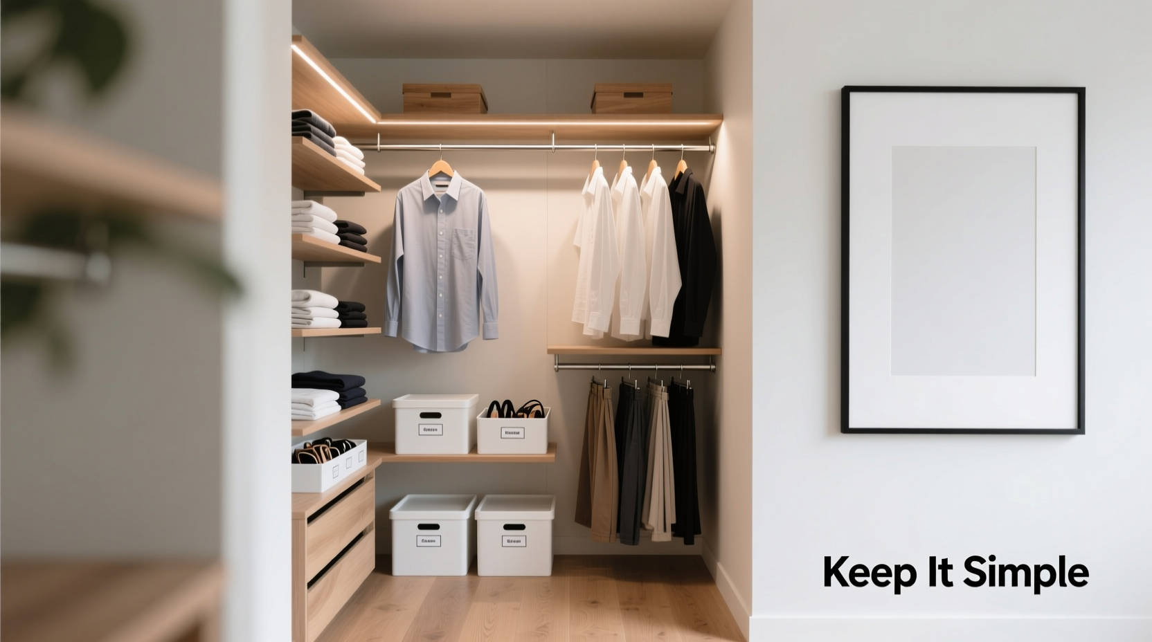 how to organize a small closet with double hanging space and no clutter