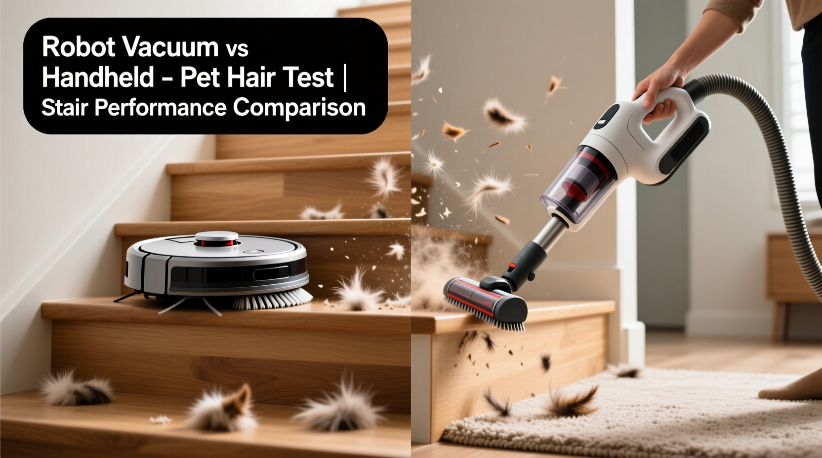 robot vacuum vs handheld which cleans pet hair from stairs more effectively