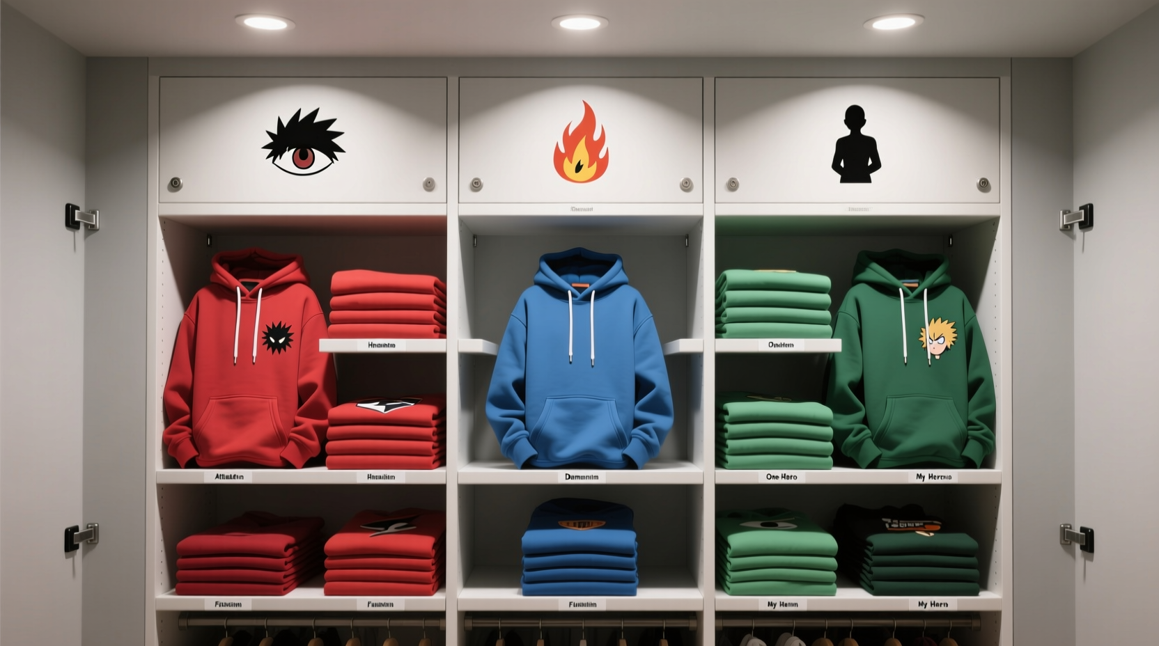 how to organize anime hoodies by fandom