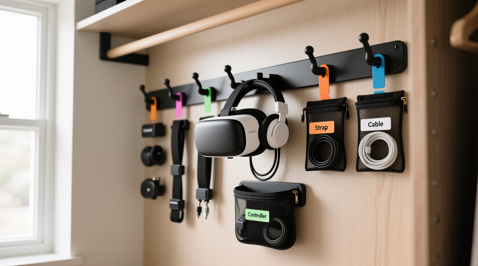 vr closet organization no knot strap controller storage