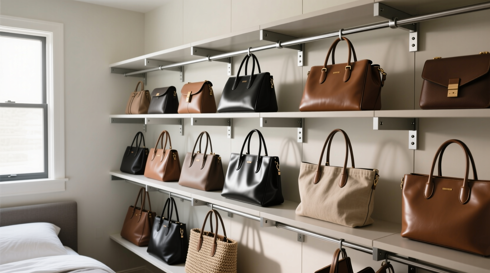 closet organization tips brackets beat wood for handbags