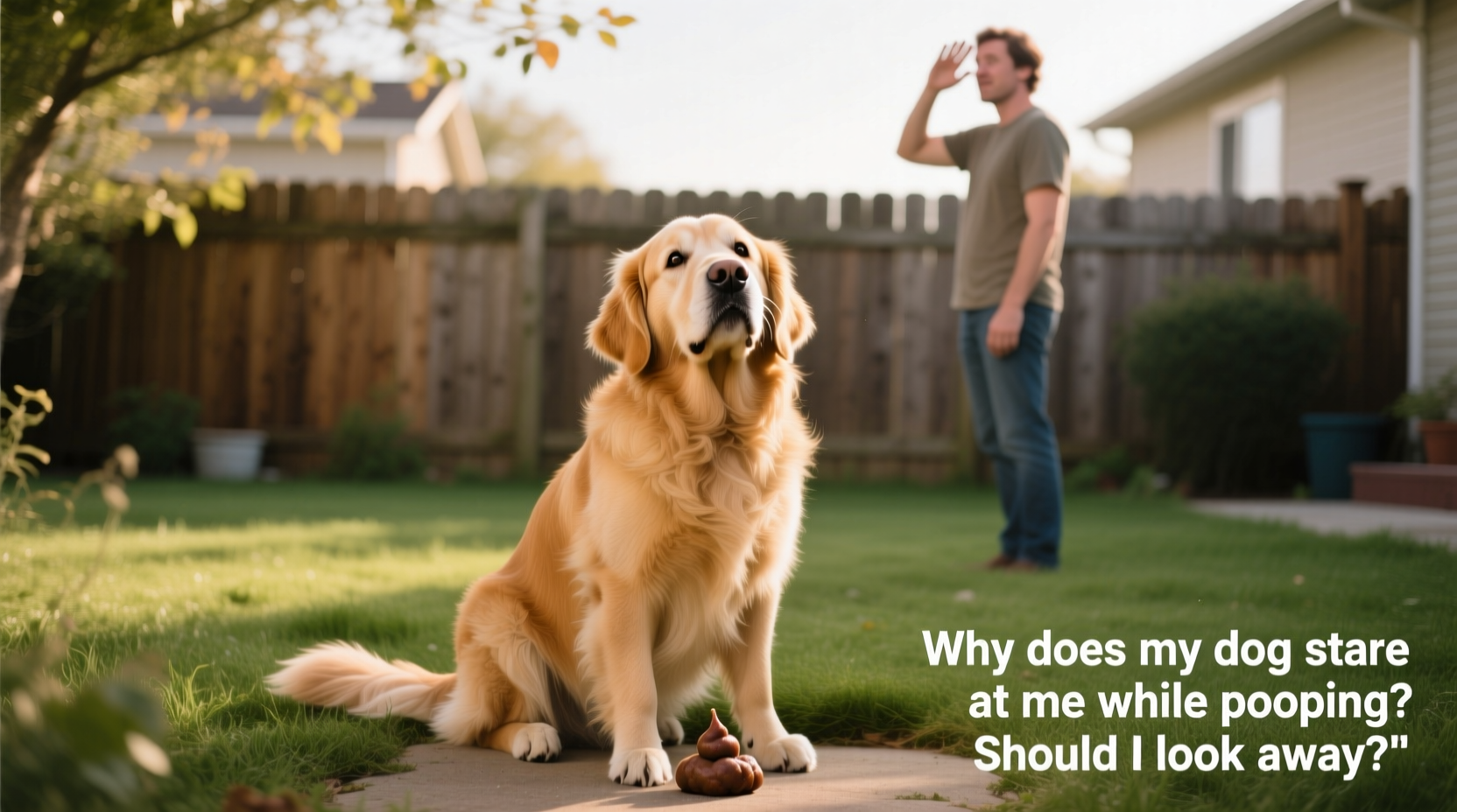 why does my dog stare at me while pooping and should i look away