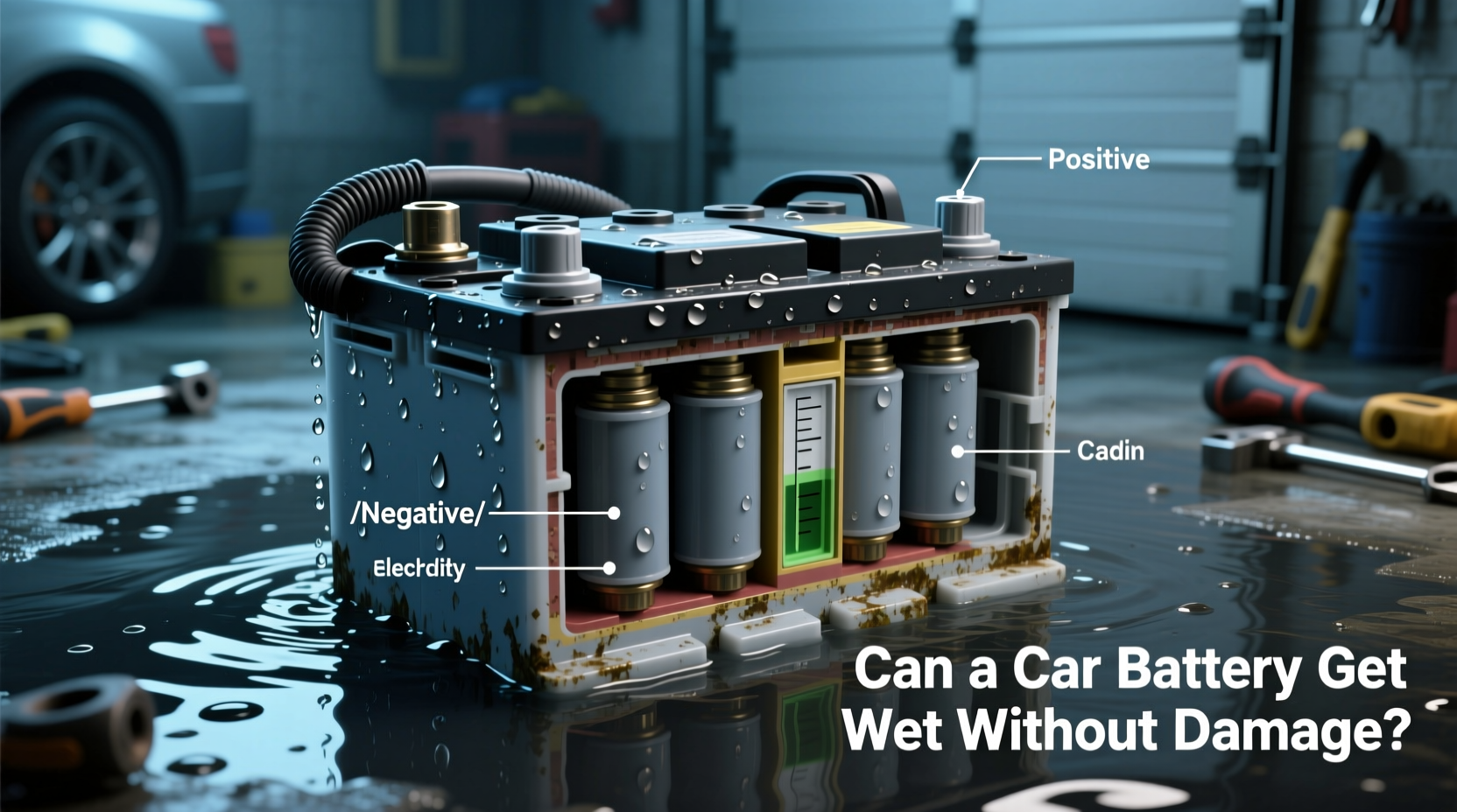 can a car battery get wet