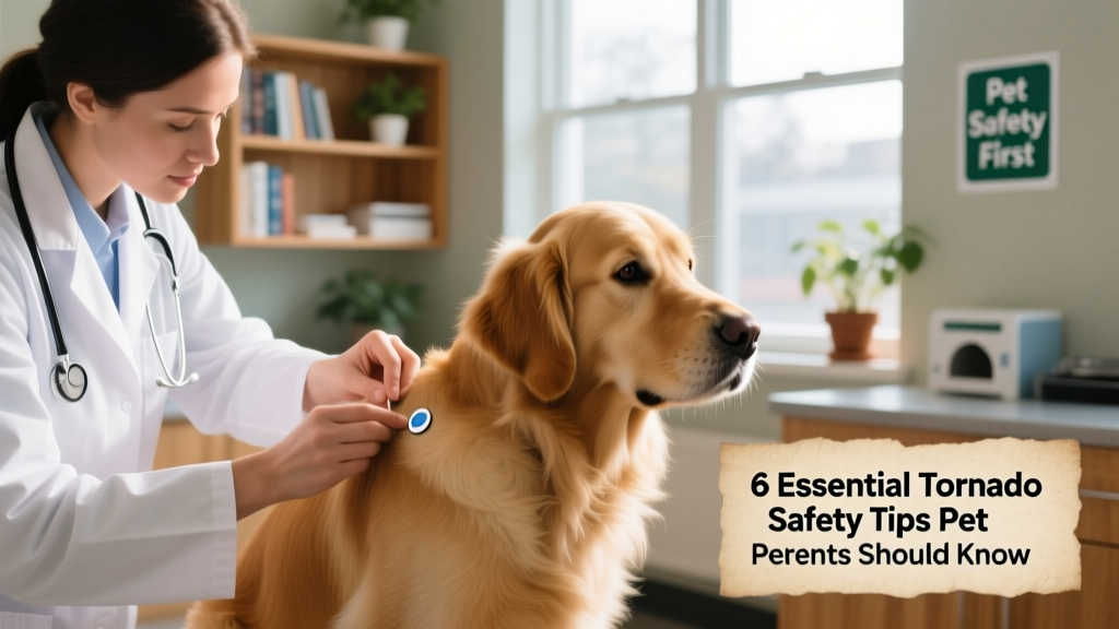 Veterinarian scanning a microchip under a dog's shoulder blade