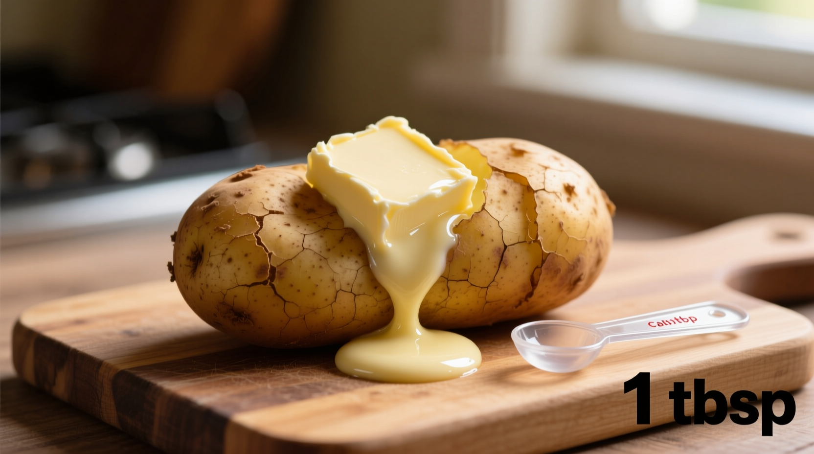 Baked potato with butter portion measurement