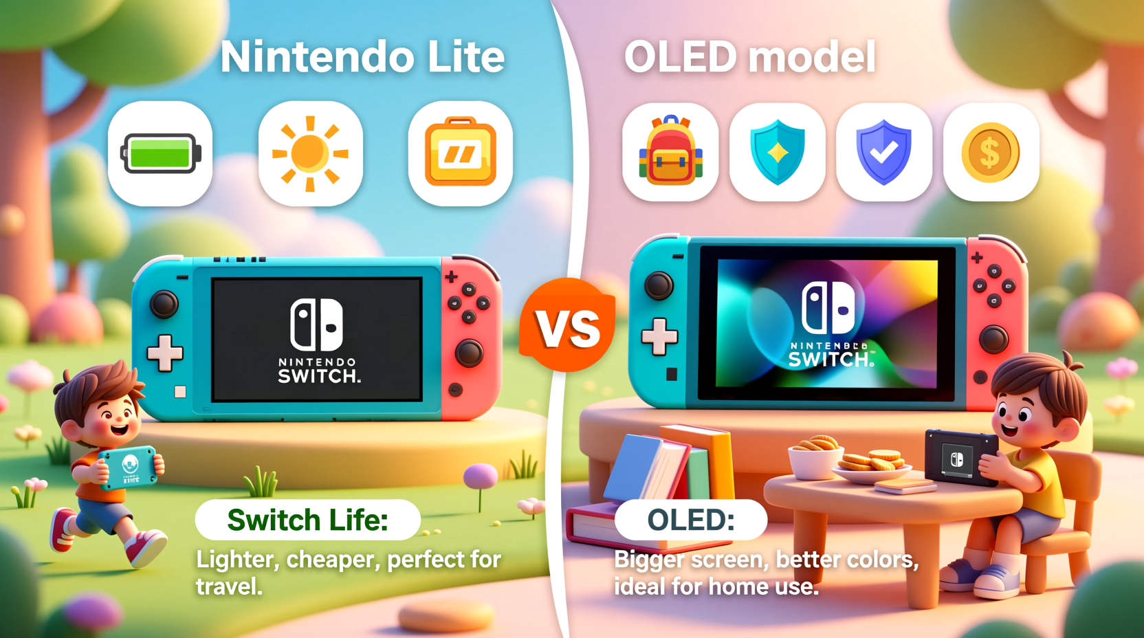 nintendo switch lite vs oled model which is better for kids first console