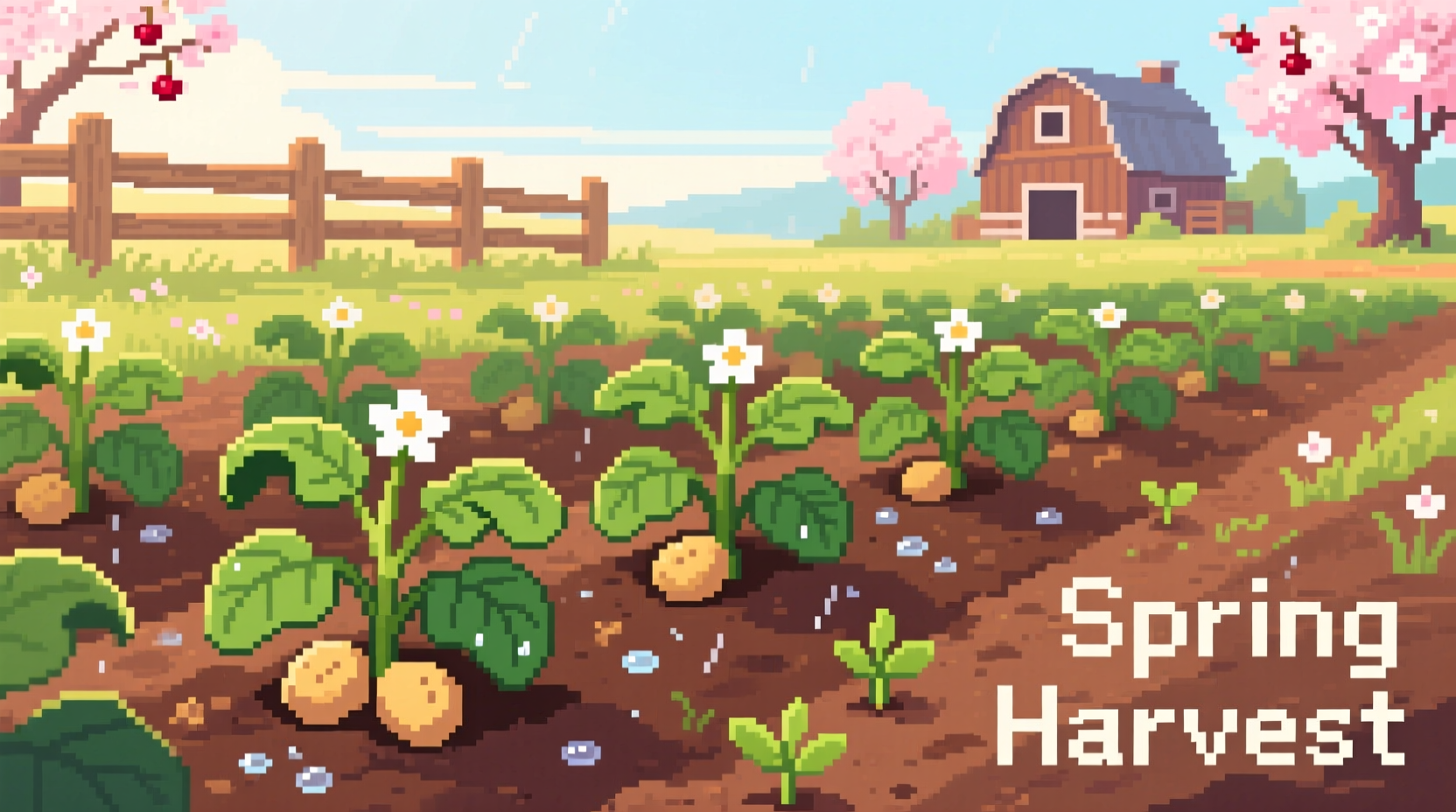 Stardew Valley potato crop growing in spring season