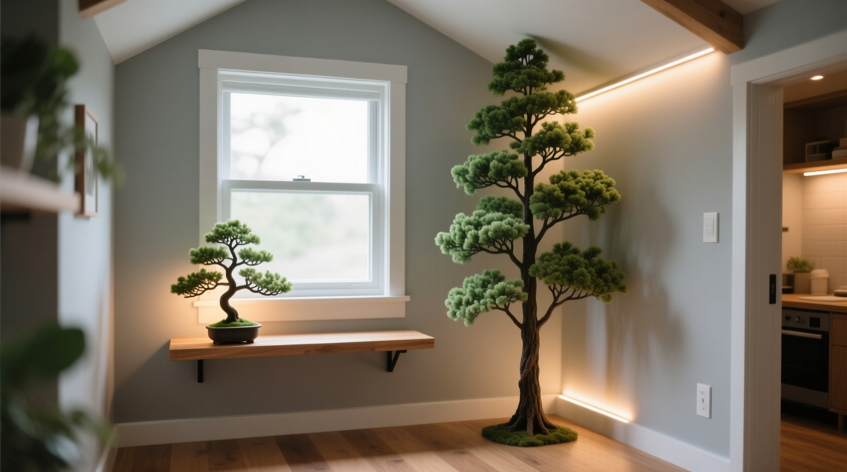 miniature tabletop tree vs full height which works better in tiny homes