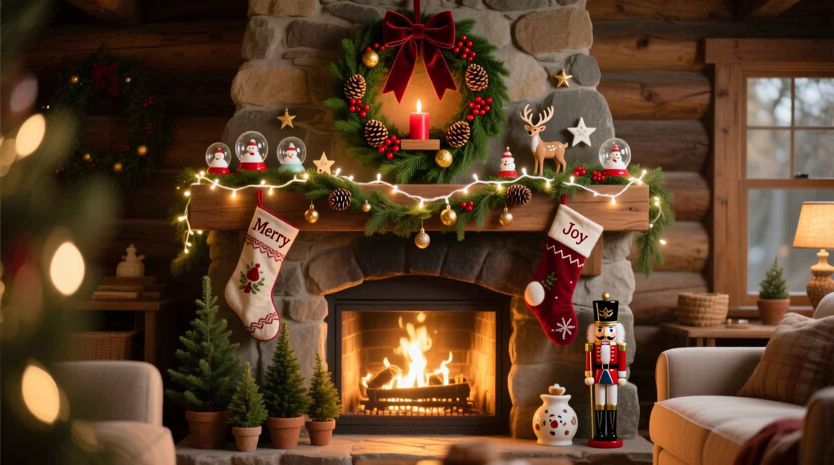 how to decorate a fireplace at christmas