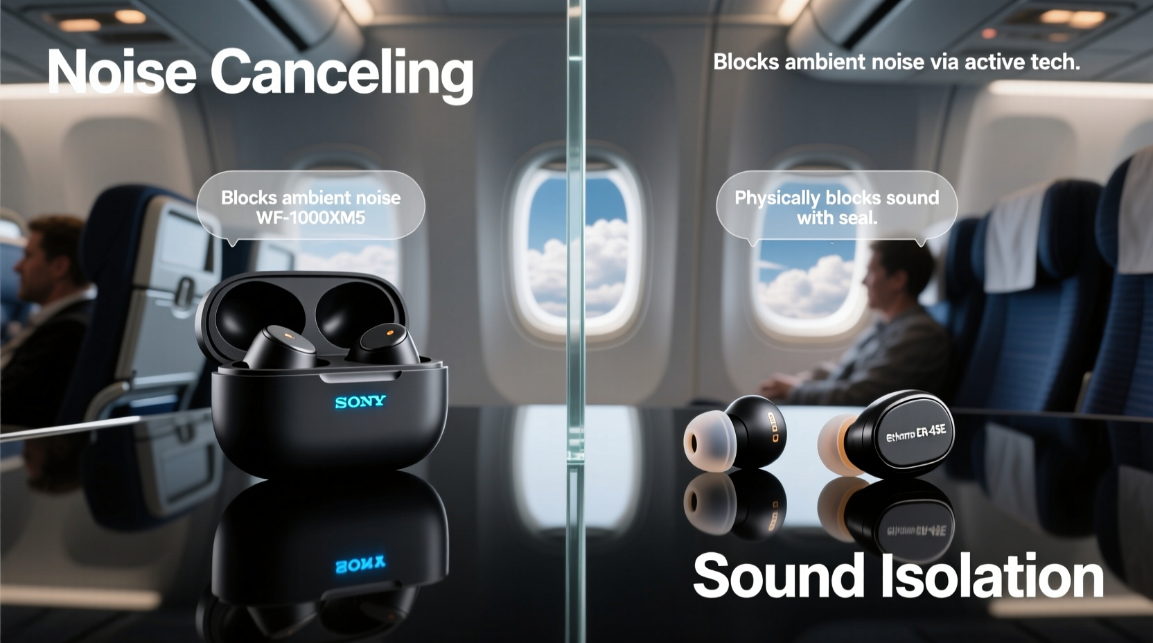 noise canceling earbuds vs sound isolating which is better for flights