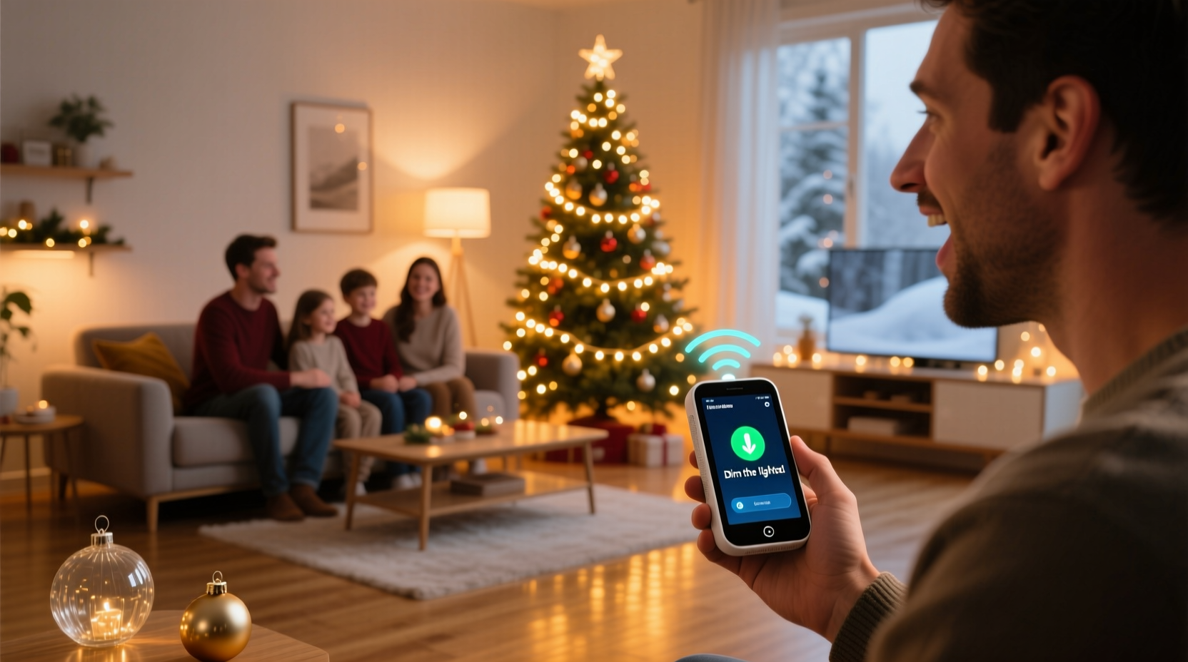 can you use voice commands to dim your smart christmas lights