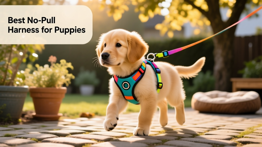 Close-up of FurPetVo Easy Walk harness showing color-coded straps and front D-ring