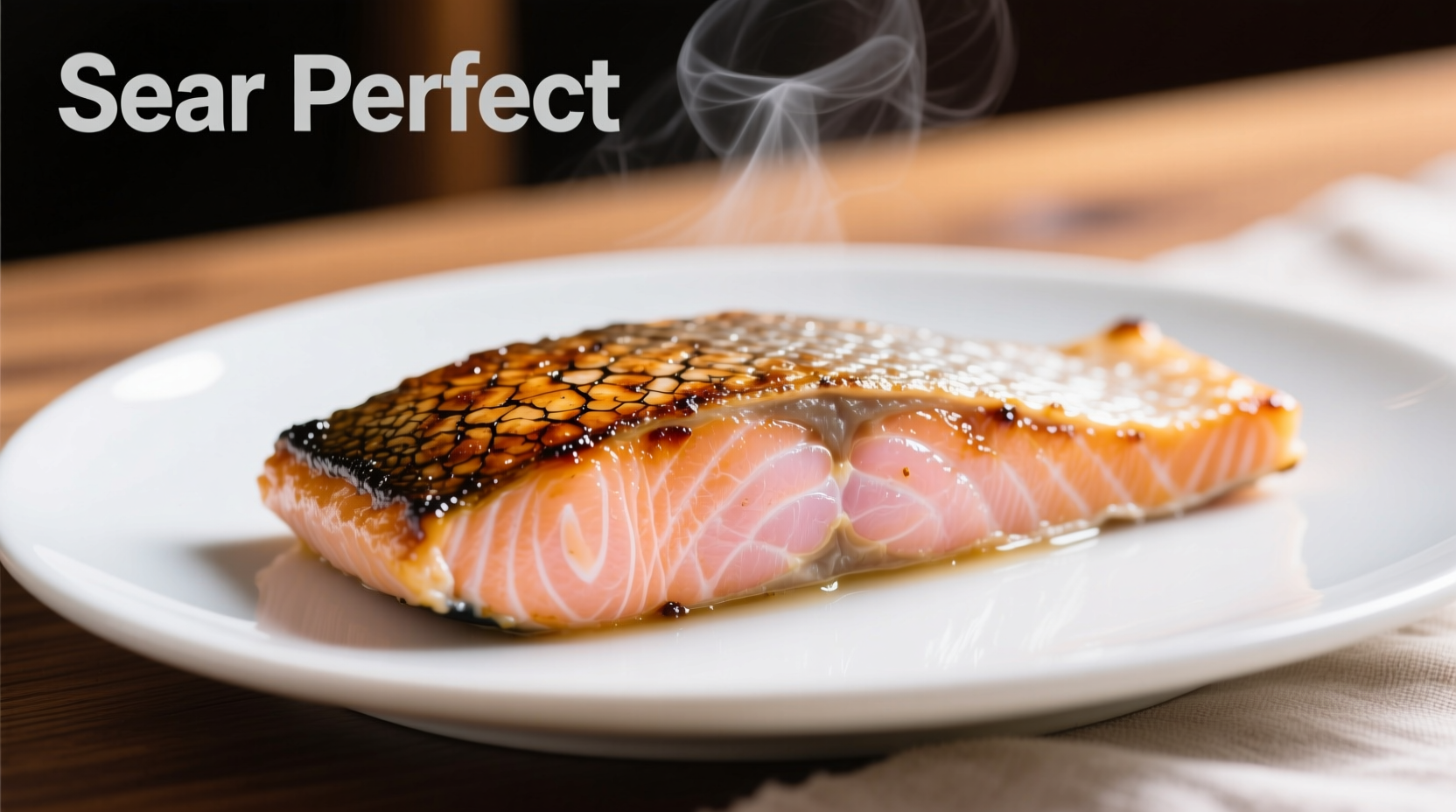 Perfectly seared salmon fillet with crispy skin