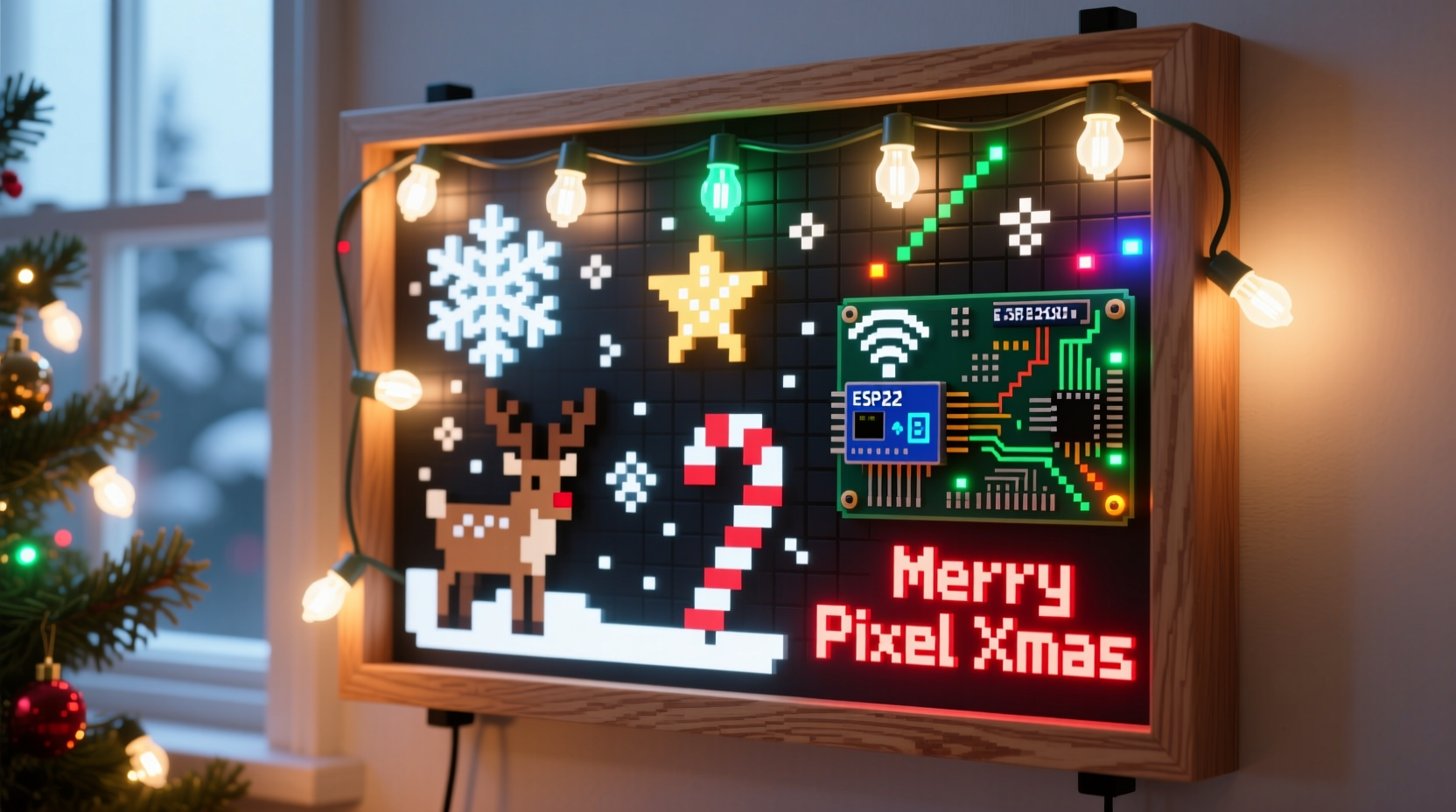 diy pixel art christmas lights using esp8266 for custom animated displays