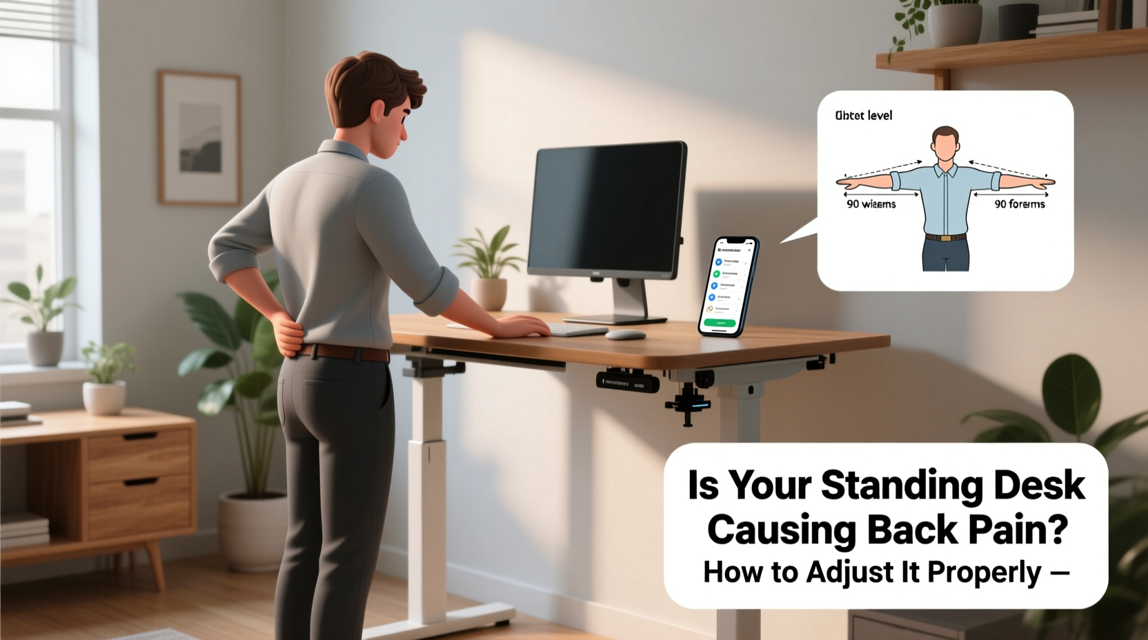 is your standing desk causing back pain how to adjust it properly