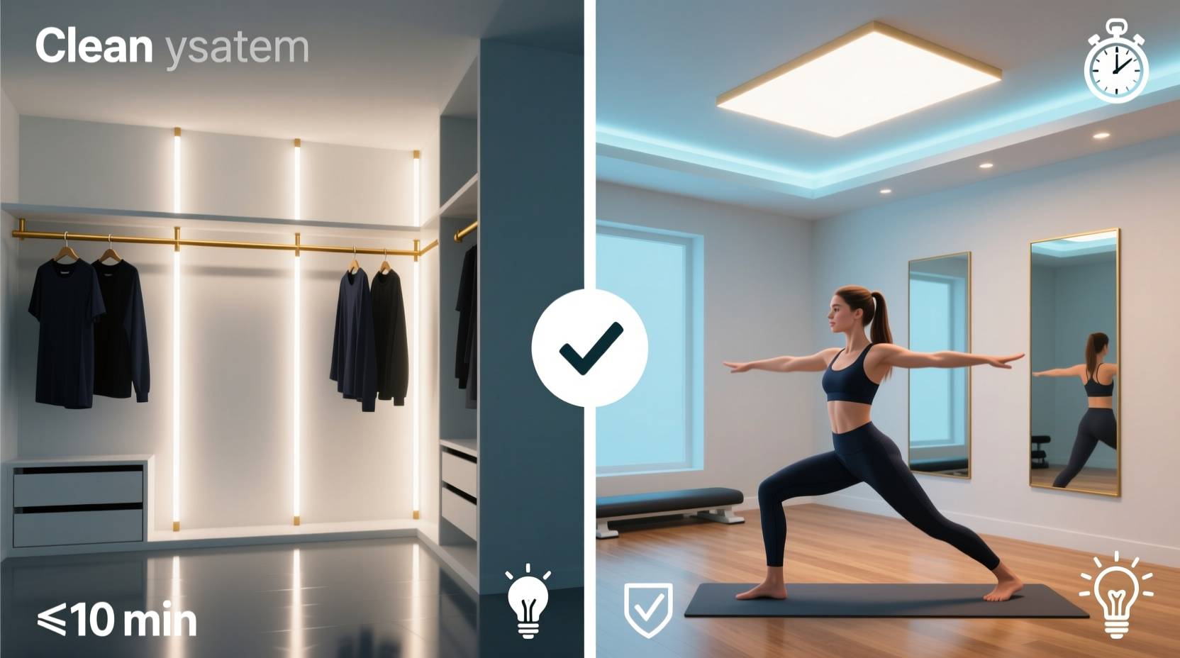 backlit rods vs ceiling leds for closet visibility