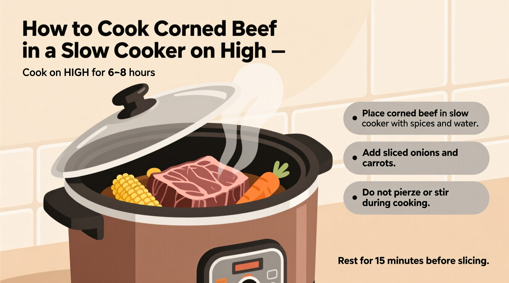 how long cook corned beef in slow cooker on high