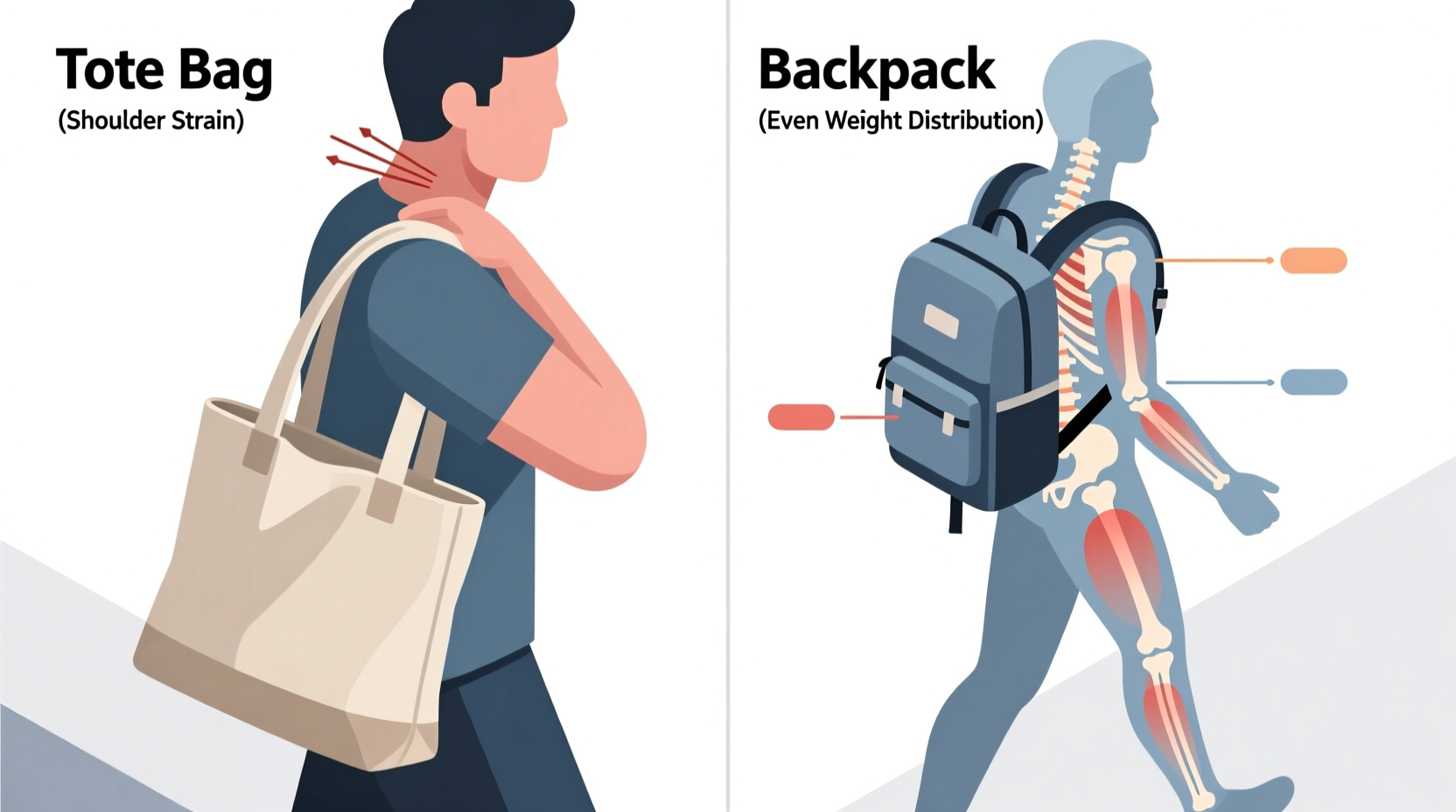 tote bag vs backpack for daily commuting which is more ergonomic
