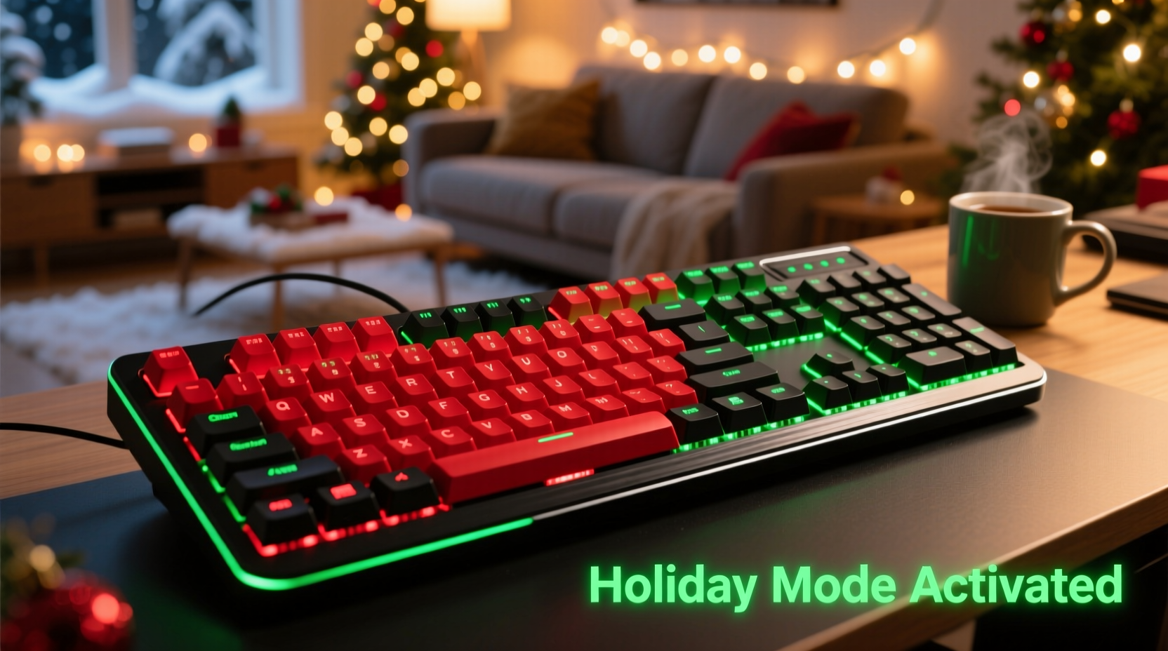best quiet mechanical keyboard with red and green backlight for holiday gaming
