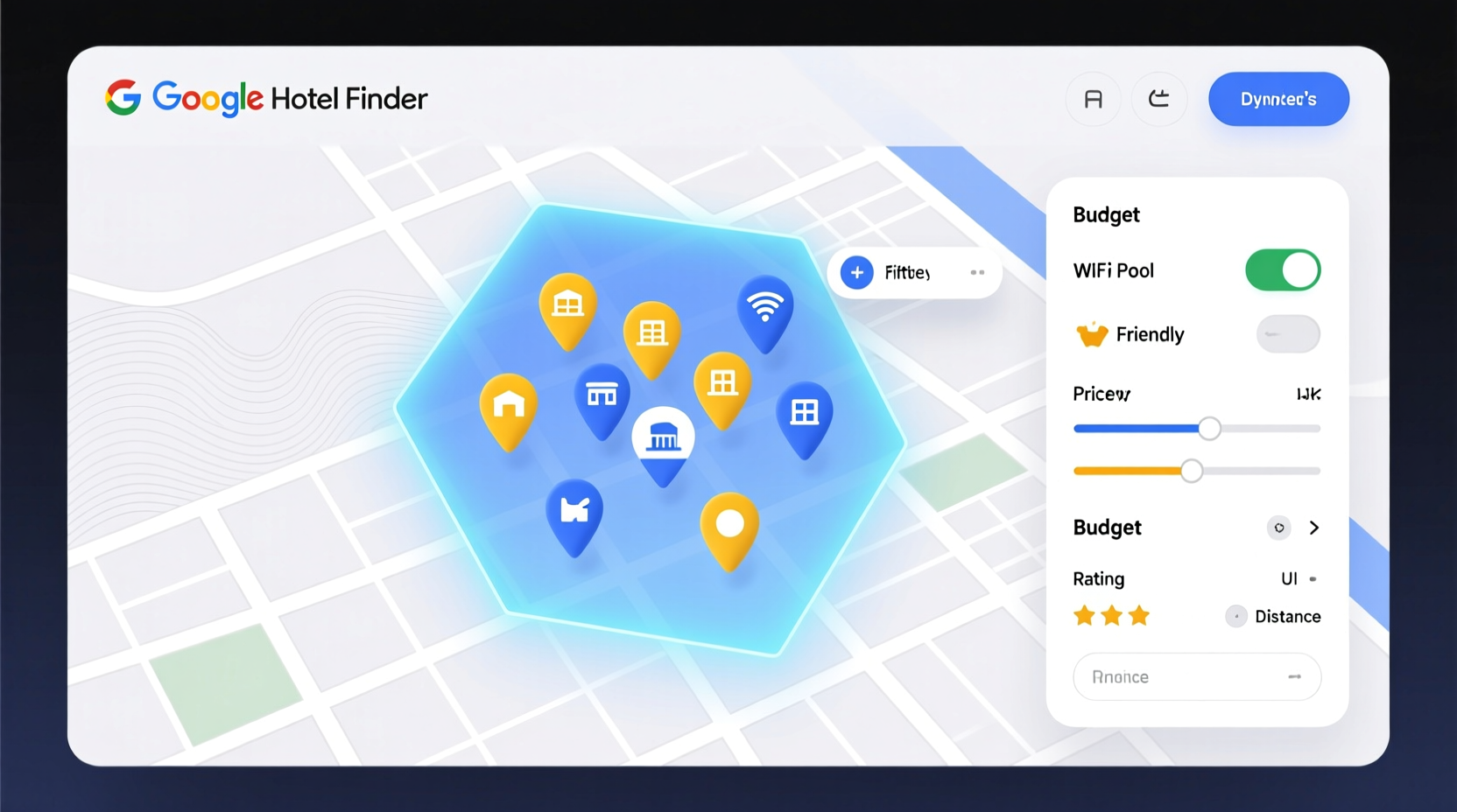 google hotel finder lets you draw map areas and filter