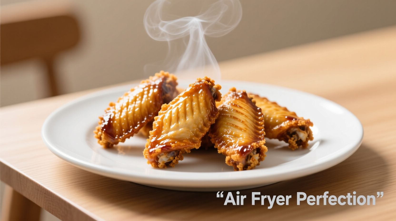 Crispy golden air fryer wings on white plate