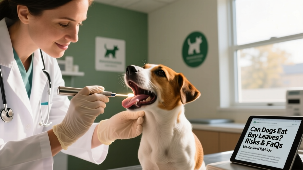 Veterinarian examining a small dog’s mouth during a routine checkup