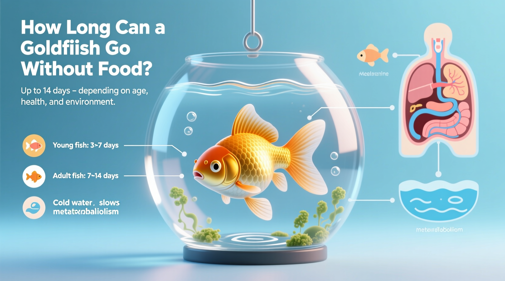how long can a goldfish go without food