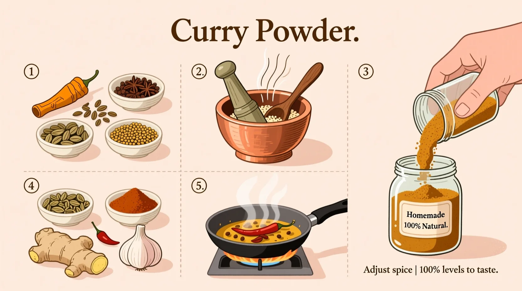 Spezie fresche per curry powder fatto in casa