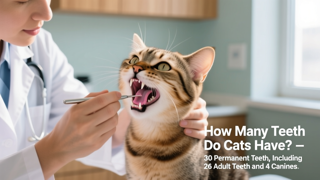 Veterinarian gently examining a cat's mouth during a routine dental checkup, with clear view of teeth and gums