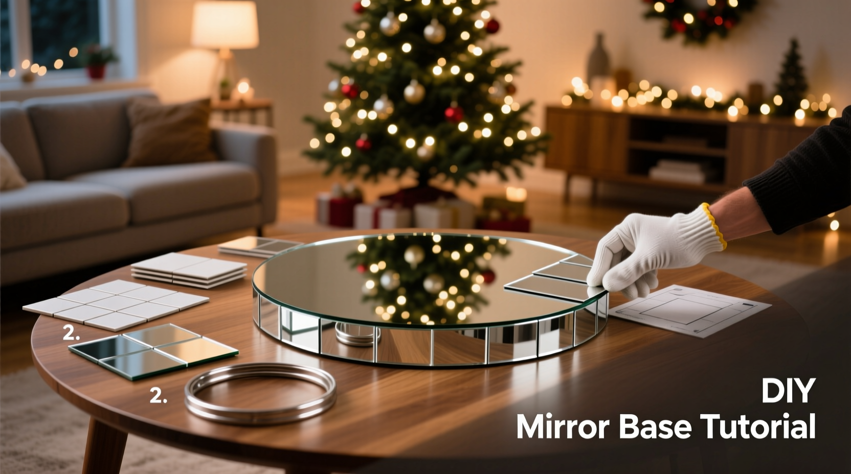 step by step guide to creating a mirrored base for your christmas tree