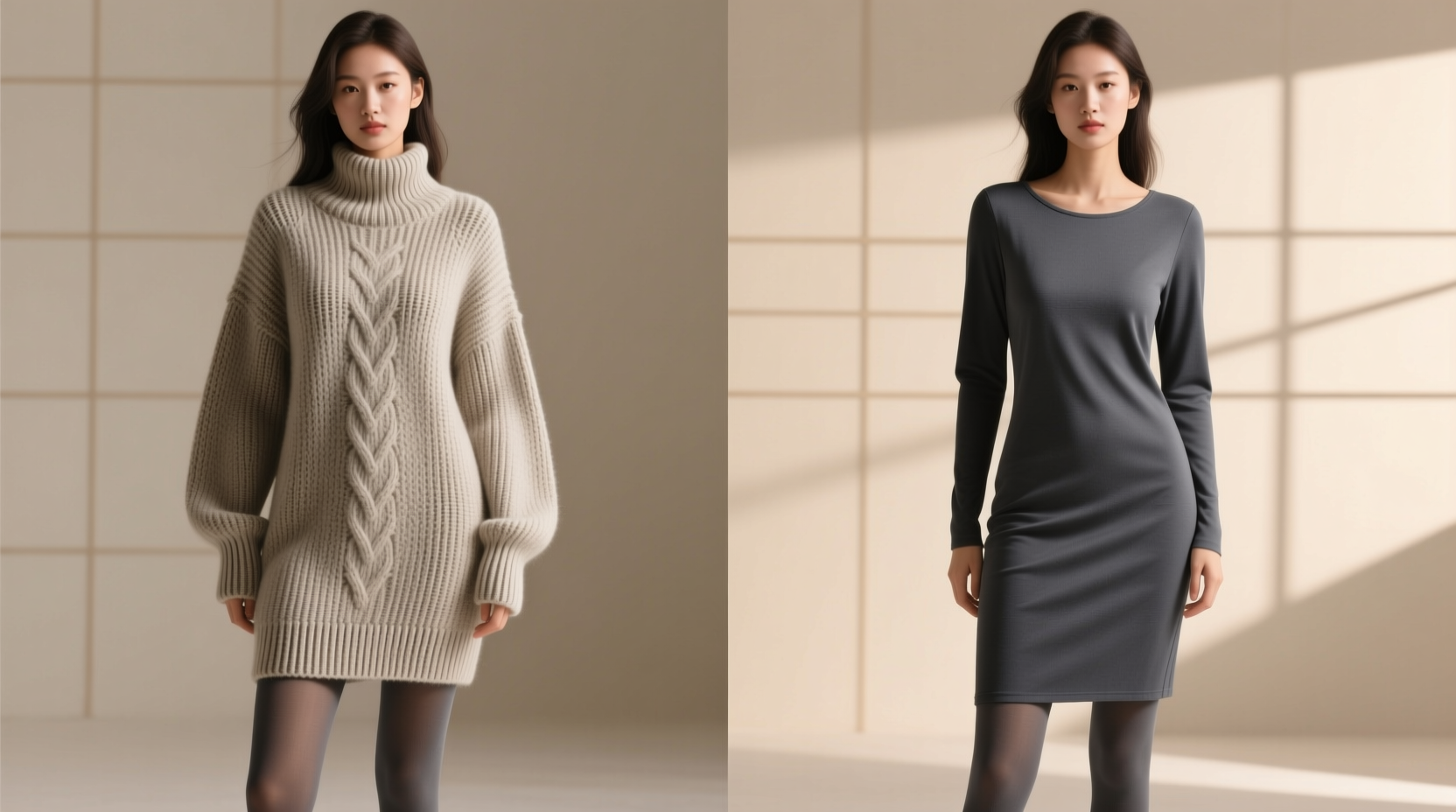 knit sweater dress vs jersey dress which layers better with tights