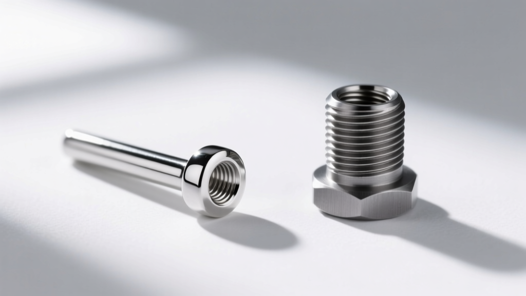 Side-by-side comparison showing the smooth post of a threadless pin next to the ridges of an internally threaded jewelry post