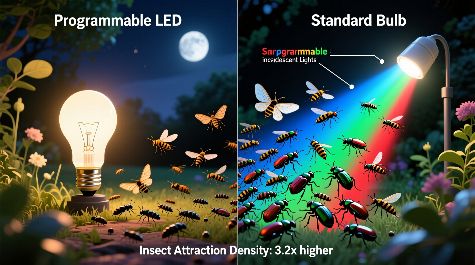 do programmable lights attract insects more than standard ones
