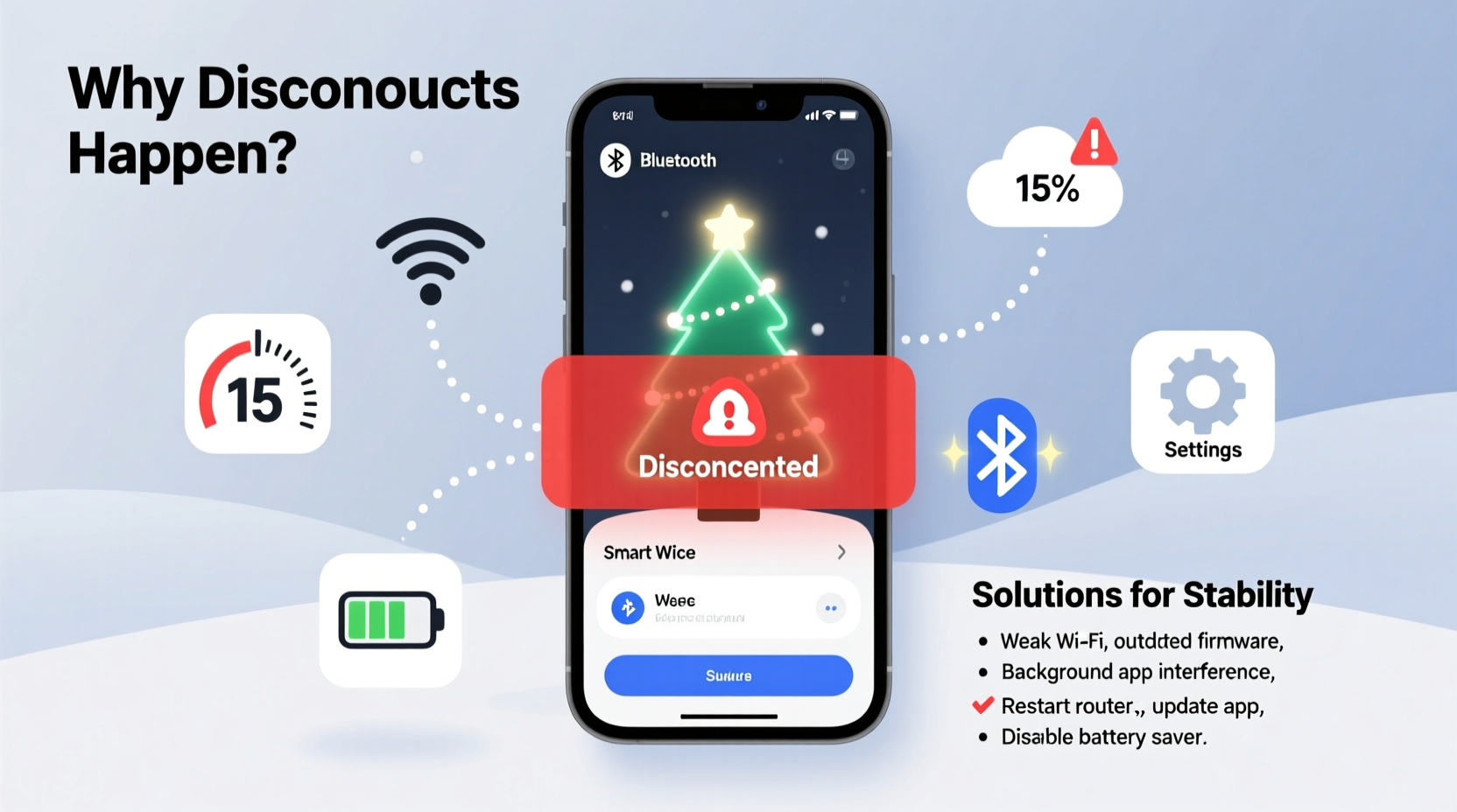 why does my smart christmas tree app keep disconnecting and how to stabilize it