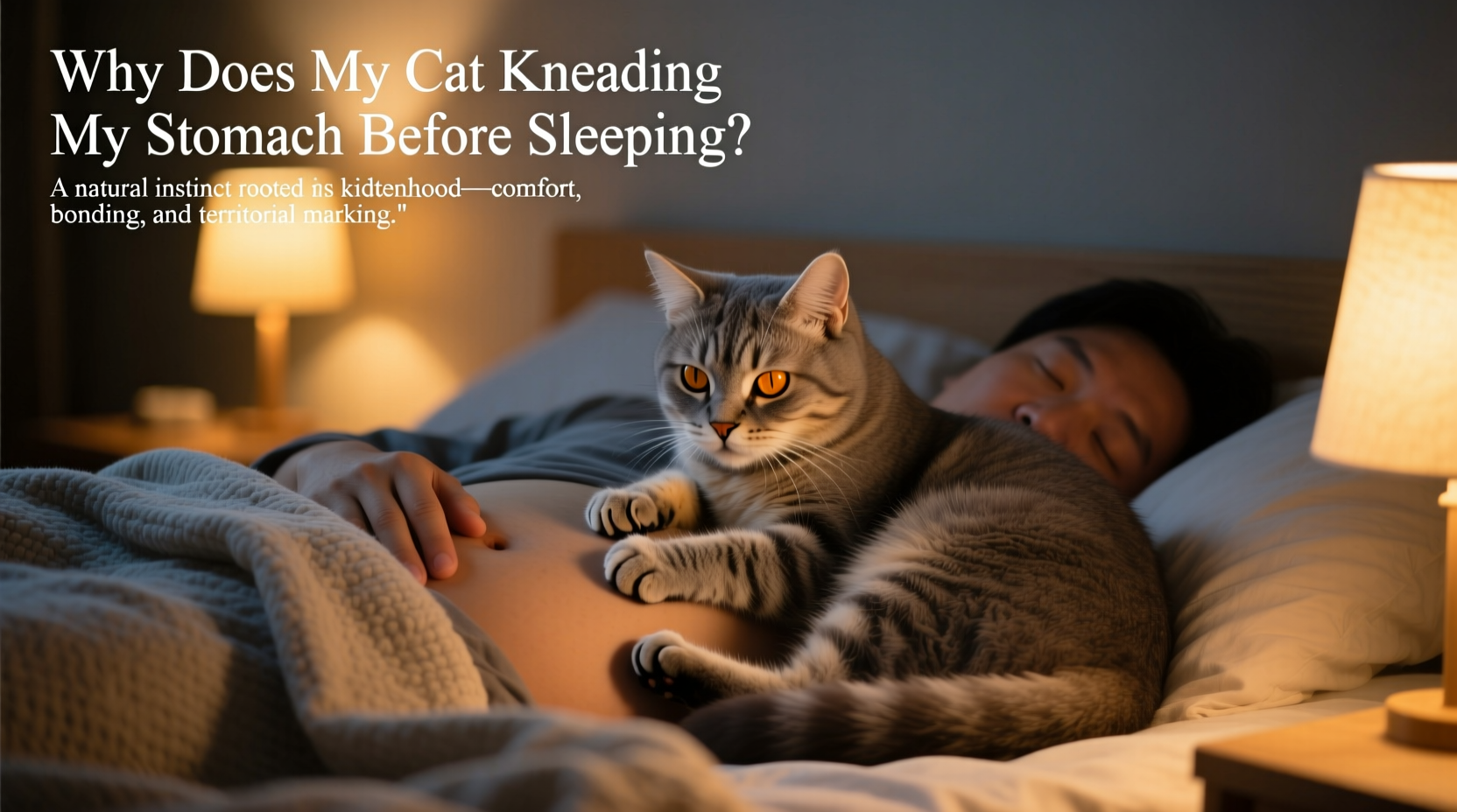 why does my cat knead my stomach before sleeping behavior explained