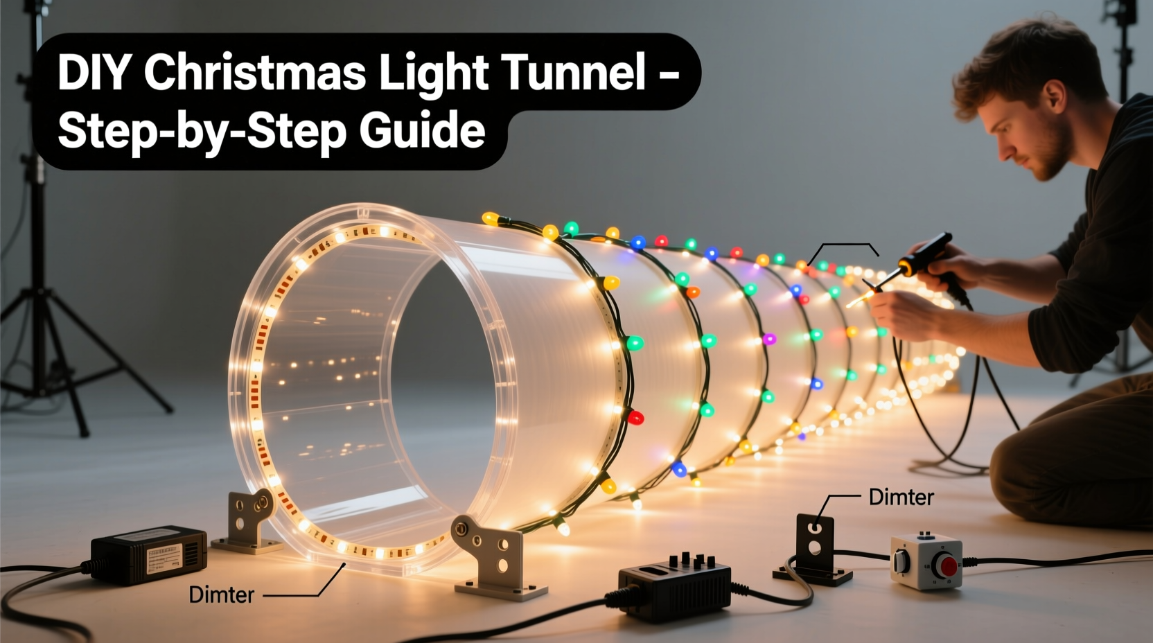 how to build a custom christmas light tunnel for photo backdrops