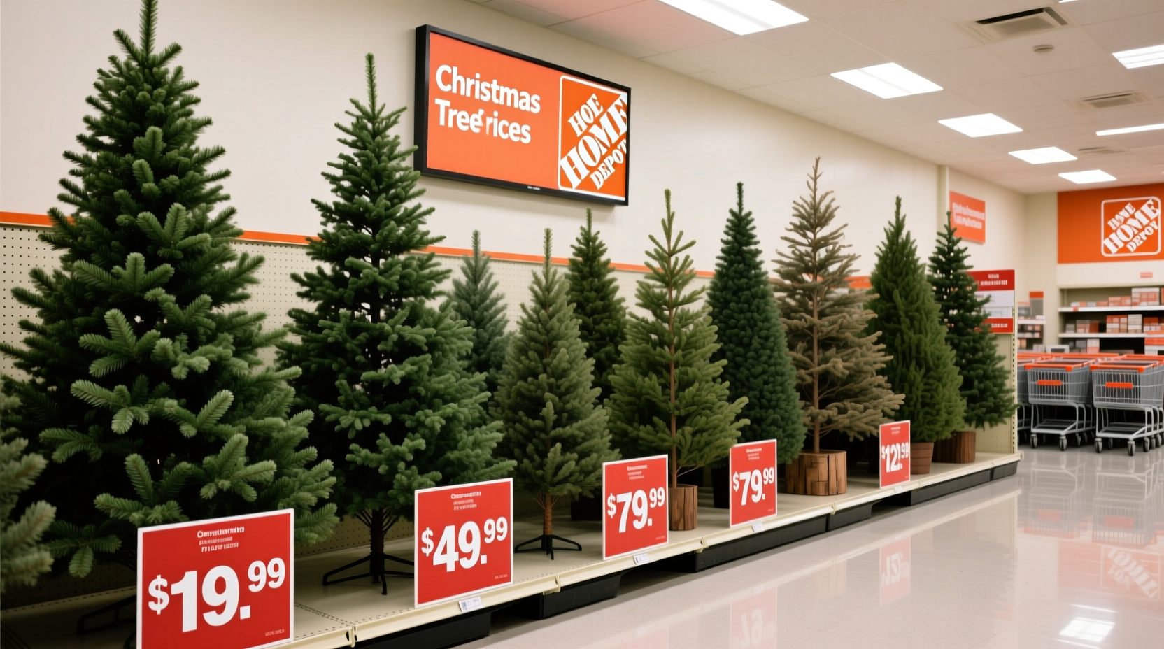 how much are the christmas trees at home depot