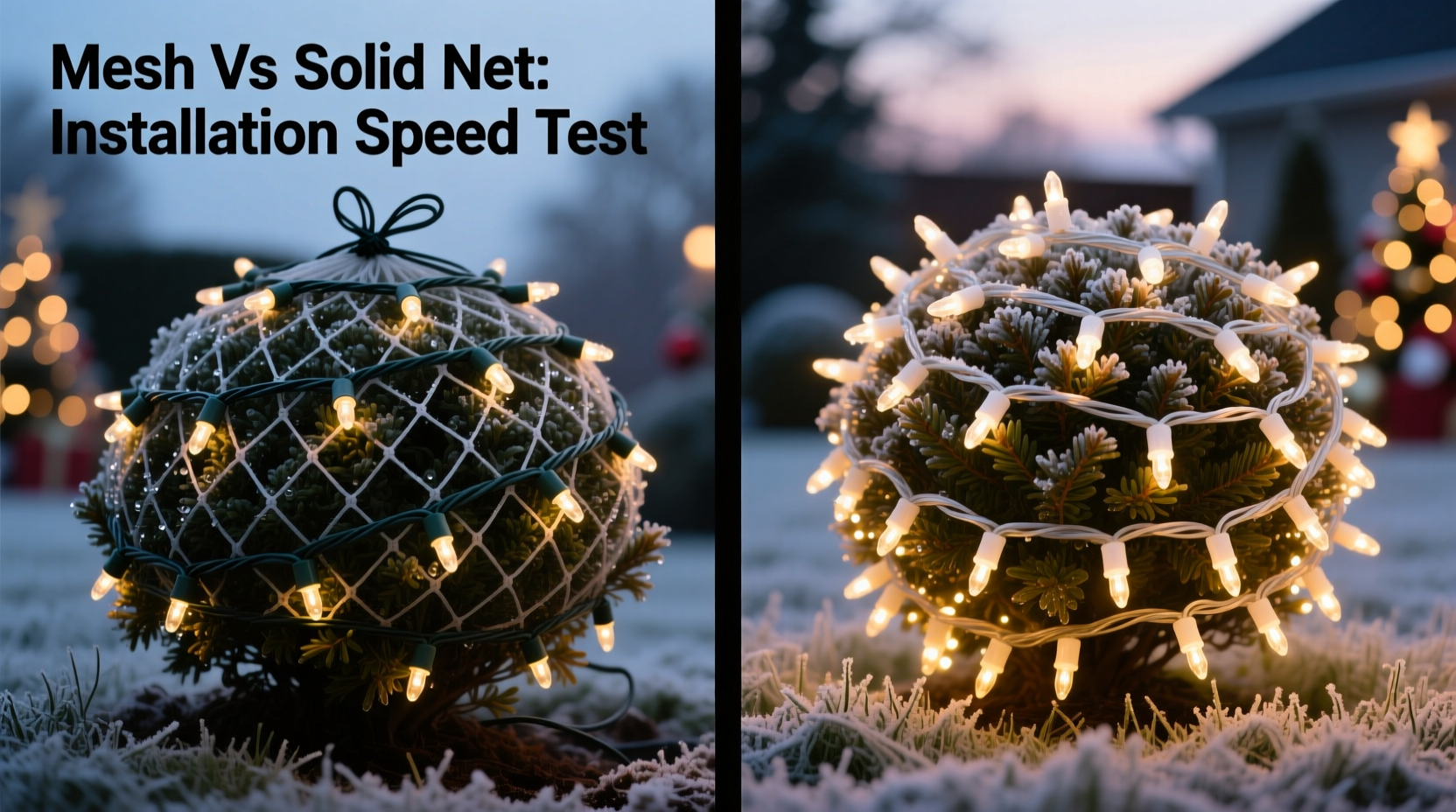 mesh vs solid net christmas lights which installs faster on bushes