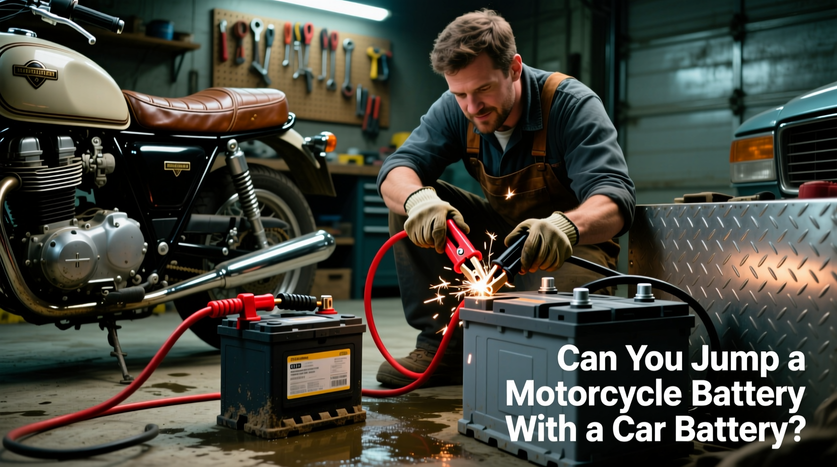 can you jump a motorcycle battery with a car battery